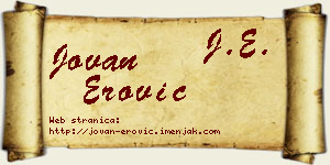 Jovan Erović vizit kartica